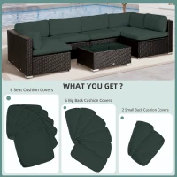 Outsunny Garden Rattan Sofa Cushion Polyester Cover Replacement Outdoor- No Cushion Included, Dark Grey(m-4)