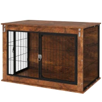 PawHut Hondenbox, Transportbox voor honden, Verblijfsbox, voor huisdieren, 2 afsluitbare deuren, 98 x 60 x 65,5 cm, Bruin(m-1)