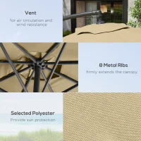 Outsunny 3m Overhanging Parasol, with Base, Weights and Cover - Sand brown(m-6)