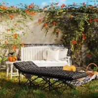 Outsunny Składane łóżko campingowe, z materacem, ergonomiczne, metalowy stelaż, Czarne(m-9)