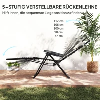 Outsunny Opvouwbare Zonneligstoel Tuinligstoel met Hoofdkussen, 5-standen Verstelbare Rugleuning tot 120 kg Belastbaar Beige(m-4)