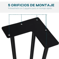 HOMCOM Conjunto de 4 Patas para Mesa de Estilo Industrial y Diseño Horquilla con Protectores Anti-arañazos de Goma 12x12x71cm Tornillos de Montaje Incluidos Negro(m-4)