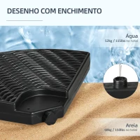 Outsunny Base para Chapéu de Sol de 4 Peças Recarregável com Areia 68 kg ou Água 52 kg para Jardim Pátio ou Terraço Preto(m-5)