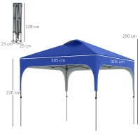 Outsunny 3 x 3(M) Pop Up Gazebo, UPF 50+ Foldable Canopy Tent with Wheeled Carrybag, 4 Leg Weight Bags, Height Adjustable Marquee Shelter 1 person easy setup for Outdoor Garden Patio Party, Blue(m-3)
