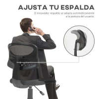 HOMCOM Silla de Oficina sin Brazos Silla de Escritorio Giratoria con Respaldo de Malla Transpirable Altura Ajustable Negro(m-5)