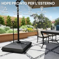 Outsunny Base per Ombrellone a Sbalzo in HDPE con Maniglia e Ruote e Riempibile con Acqua o Sabbia, 95x95x117 cm, Nero(m-6)