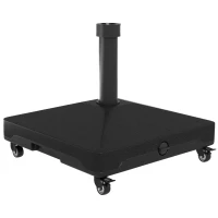 Outsunny Base para Chapéu de Sol Quadrada Suporte para Chapéu de Sol Preenchível com Água 17kg ou Areia 21kg 45x45x40 cm Preto(m-11)