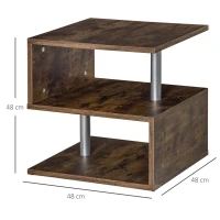 HOMCOM Mesa de centro em forma de S de estilo industrial vintage com 3 níveis 48x48x48 cm(m-3)