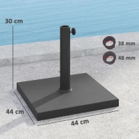 Outsunny Base per Ombrellone Quadrata da 14.5 kg con Manovella, in HDPE e Cemento, 44x44x30 cm, Nero(m-3)