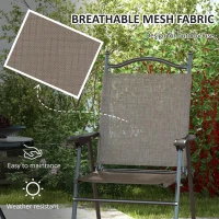 Outsunny Set of Two Folding Garden Chairs, with Fabric Mesh Seats - Mixed Brown(m-5)