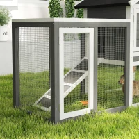 PawHut Rabbit Hutch Outdoor Wooden Guinea Pig Hutch Rabbit Run Bunny Cage Small Animal House Pull-Out Tray, Grey, 122 x 62.6 x 92 cm(m-8)