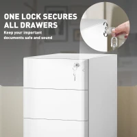 Vinsetto 3-Drawer Steel Filing Cabinet with Lock - White(m-6)