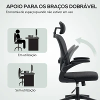 HOMCOM Cadeira de Escritório Giratória com Altura Ajustável Apoio para a Cabeça e Suporte Lombar Ajustáveis 58x63x115-125 cm Preto(m-7)