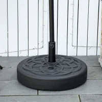 Outsunny Base per Ombrellone Rotonda in Plastica Riempibile con Acqua e Sabbia per Pali da 38-48 mm, Ø56 cm, Nero(m-2)