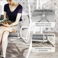 Outsunny Three-Seater Bench Cushion - Light Grey(m-6)