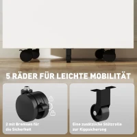 Vinsetto Rollcontainer, Aktenschrank, Trennwand, zentral abschließbar, Stahlgehäuse, 5 Räder, weiß, 39 x 48 x 67 cm(m-5)