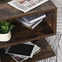 HOMCOM Mesa de centro em forma de S de estilo industrial vintage com 3 níveis 48x48x48 cm(m-8)