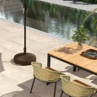 Outsunny Base para Chapéu de Sol Redonda Suporte para Chapéu de Sol Preenchível com Água 23L ou Areia 28kg Ø55x30 cm Marrom(m-9)