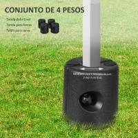 Outsunny Conjunto de 4 Pesos para Tendas Dobráveis Suportes Enchivel com 9,5 kg de Água ou 12 kg de Areia  Ø24x25,5 cm Preto(m-4)