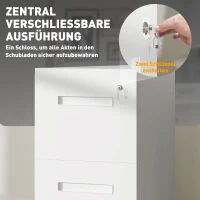 Vinsetto Rollcontainer, Aktenschrank, Trennwand, zentral abschließbar, Stahlgehäuse, 5 Räder, weiß, 39 x 48 x 67 cm(m-4)