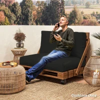 Outsunny Two Piece Seat Pallet and Back Cushions - Black(m-7)