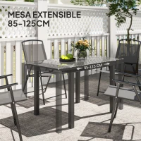 Outsunny Mesa de Comedor Extensible de Exterior de 85-125 cm para 4-6 Personas Mesa Rectangular para Porche Terraza Jardín(m-4)