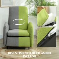 HOMCOM Poltrona Relax Reclinabile con Poggiapiedi Estraibile, Copertura di Ricambio e Seduta con Molle, Grigio(m-7)