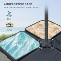 Outsunny 3m Overhanging Parasol, with Base, Weights and Cover - Sand brown(m-8)