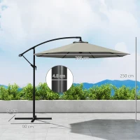Outsunny 3m Overhanging Cantilever Parasol, with Cross Base - Light Grey(m-3)