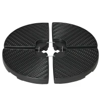 Outsunny Base para Chapéu de Sol de 4 Peças Recarregável com Areia 68 kg ou Água 52 kg para Jardim Pátio ou Terraço Preto(m-11)