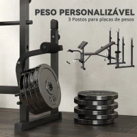 SPORTNOW Banco de Musculação Dobrável Banco Multifunções com Suportes para Barras e Encosto Ajustável para Treino Completo de Corpo Preto(m-5)