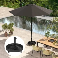 Outsunny Base para Chapéu de Sol Redonda Suporte para Chapéu de Sol com Rodas Peso 25 kg para Jardim Terraço Ø52x42 cm Preto(m-9)