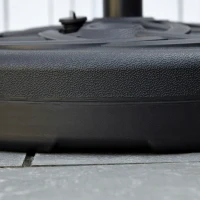 Outsunny Base per Ombrellone Rotonda in Plastica Riempibile con Acqua e Sabbia per Pali da 38-48 mm, Ø56 cm, Nero(m-8)