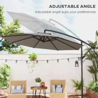 Outsunny 3m Overhanging Cantilever Parasol, with Cross Base - Light Grey(m-5)