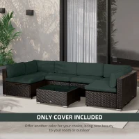 Outsunny Garden Rattan Sofa Cushion Polyester Cover Replacement Outdoor- No Cushion Included, Dark Grey(m-6)