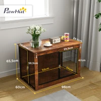 PawHut Hondenbox, Transportbox voor honden, Verblijfsbox, voor huisdieren, 2 afsluitbare deuren, 98 x 60 x 65,5 cm, Bruin(m-3)