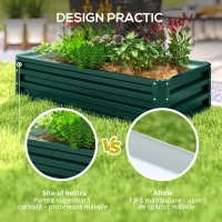 Outsunny 4' x 2' x 1' Pat de Gradina Galvanizat Inaltat, Cutie de Plantare din Metal Pat Inaltat pentru Legume, Flori, Plante si Plante Aromatice, Verde(m-7)