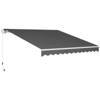 Outsunny 3 x 2.5m Garden Patio Manual Awning, Retractable Canopy Sun Shade Shelter with Fittings and Crank Handle, Dark Grey(m-1)