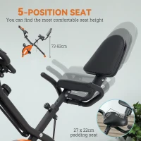 SPORTNOW 5-In-1 Folding Exercise Bike with Arm Workout Bands, Quiet 8-Level Magnetic Resistance Foldable Exercise Bike with LCD, Tablet Holder, Hand Pulse Sensor for Home Use Indoor Cycling, Orange(m-6)
