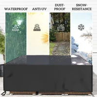 Outsunny Large Patio Garden Furniture Set Cover 600D Oxford Square Waterproof, 230 x 230 x 70 cm, Black(m-6)
