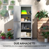 Outsunny Capanno da Giardino Porta Attrezzi con 2 Armadietti, Ante con Blocco e Ripiani Rimovibili, Grigio(m-4)