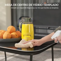 Outsunny Conjunto de Muebles de Jardín de 4 Piezas con 2 Sillas Apilables y Banco de 2 Plazas con Mesa de Café de Vidrio Negro(m-7)