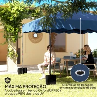 Outsunny Tenda Dobrável Pop UP Tenda 3x3 m Tenda para Eventos com Proteção UV50+ Altura Ajustável e Bolsa de Transporte Azul(m-7)