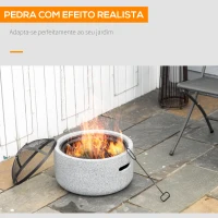 Outsunny Brasero Exterior Redondo Brasero para Jardim com Atizador Protetor de Faíscas e Grade Ø45x34 cm Cinzento(m-4)