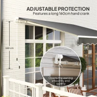 Outsunny 3 x 2.5m Garden Patio Manual Awning, Retractable Canopy Sun Shade Shelter with Fittings and Crank Handle, Dark Grey(m-6)
