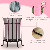 HOMCOM Trampolim para Crianças Cama Elástica Infantil com Rede de Segurança para Interiores e Exteriores Ø163,5x190 cm Rosa(m-5)