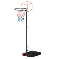 SPORTNOW Tabela de Basquetebol para Exterior com Alvo de Dardos com Ajustável 210-247 cm Rodas Base Rellenável Preto(m-11)
