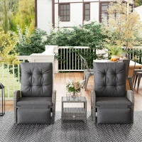 Outsunny 2 Seater Patio Rattan Wicker Chaise Lounge Sofa Set w/ Cushion for Patio Garden Porch, Grey(m-9)