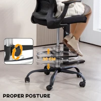 HOMCOM Draughtsman Chair, Mesh Drafting Chair, Ergonomic Office Chair with Flip-up Armrest, Adjustable Foot Ring, Black(m-6)