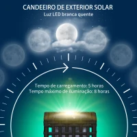 Outsunny Candeeiro Solar de Vime Sintético com Luzes LED Ligar/Desligar Automático para Varanda Pátio 15,5x15,5x46 cm Preto(m-5)